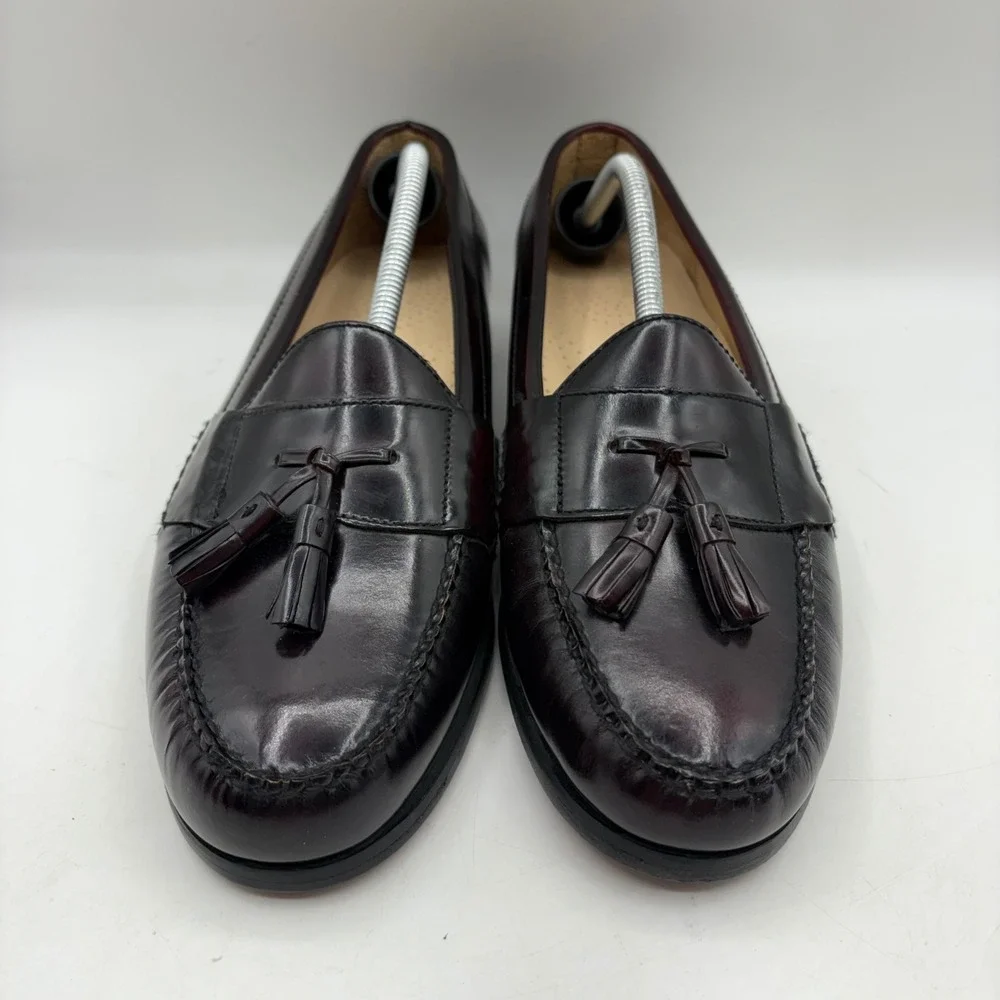 Kirkland Signature Mens Burgundy‎ Leather Tassel Loafers Size 12 D 21273 Brazil